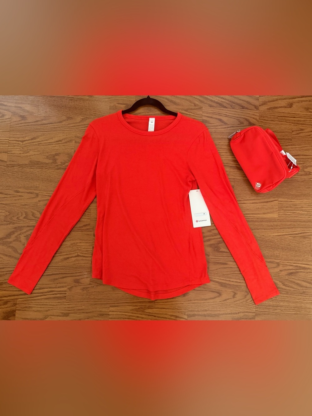 🍒NWT Lululemon Cherry Ember Bundle Hold Tight Long Sleeve + Everywhere Belt Bag